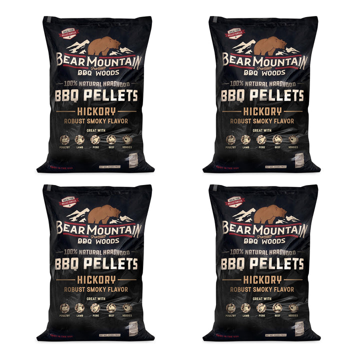 Bear Mountain BBQ All-Natural Hardwood Hickory Smoker Pellets, 40 Lb (4 Pack)