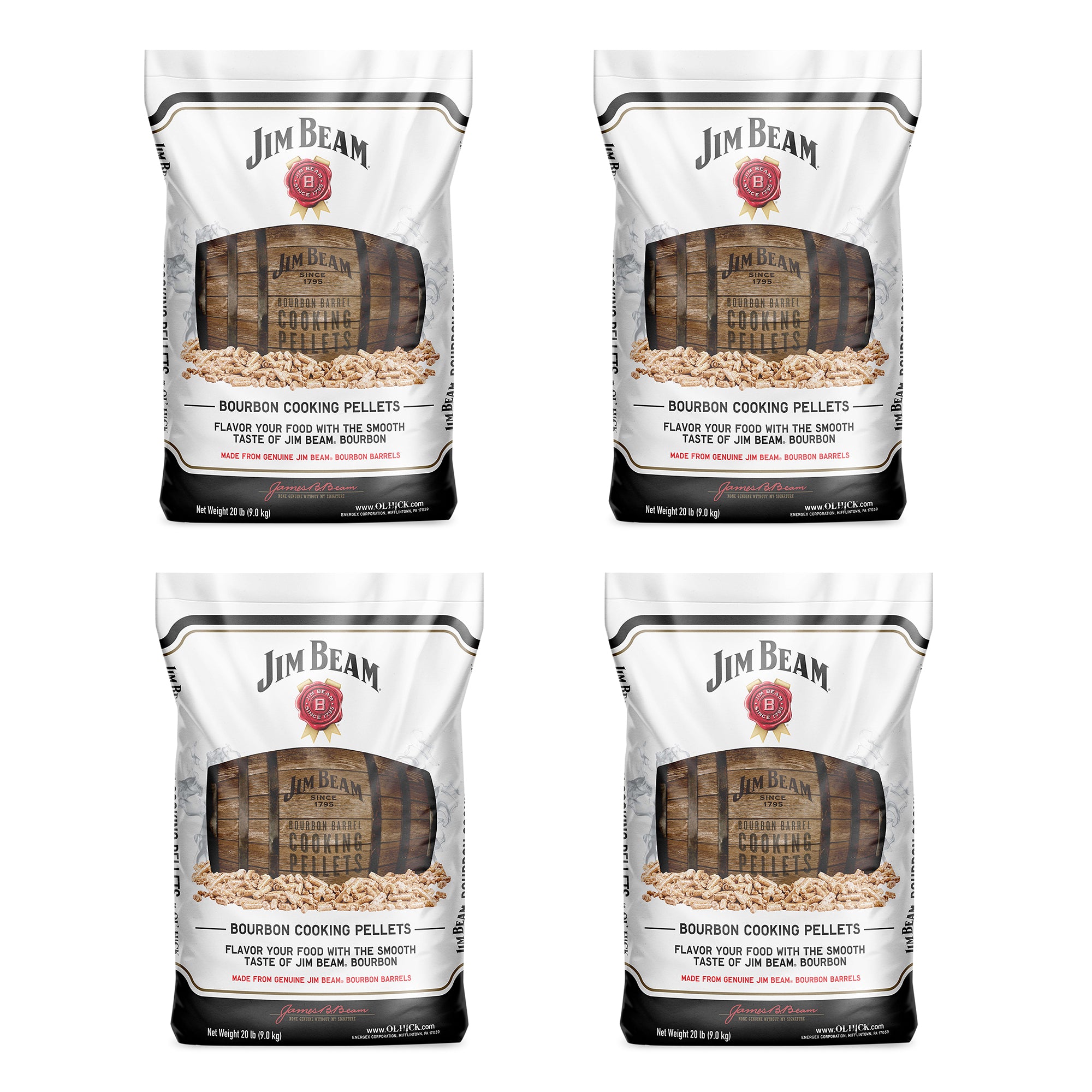 Ol' Hick Cooking Pellets Jim Beam Bourbon Barrel BBQ Grilling Pellets (4 Pack) - VMInnovations