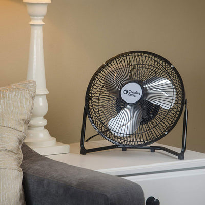 Comfort Zone 9 Inch 3 Speed Portable Air Cooling Floor Fan, Black (Open Box)