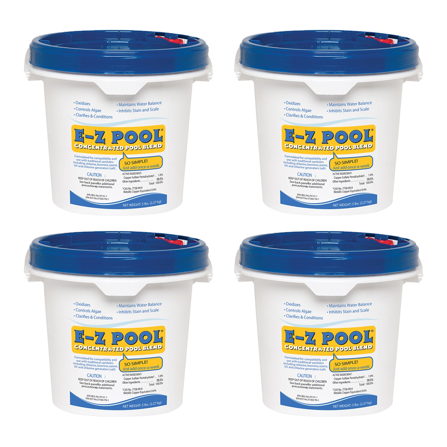 EZ Pool EZP05 5 Lb Concentrated Algaecide Swimming Pool Treatment (4 Pack)