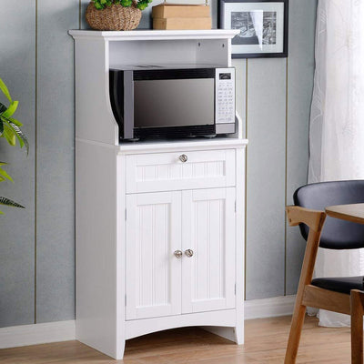 American Furniture Microwave Kitchen Utility Cart Stand Cabinet, White (Used) - VMInnovations