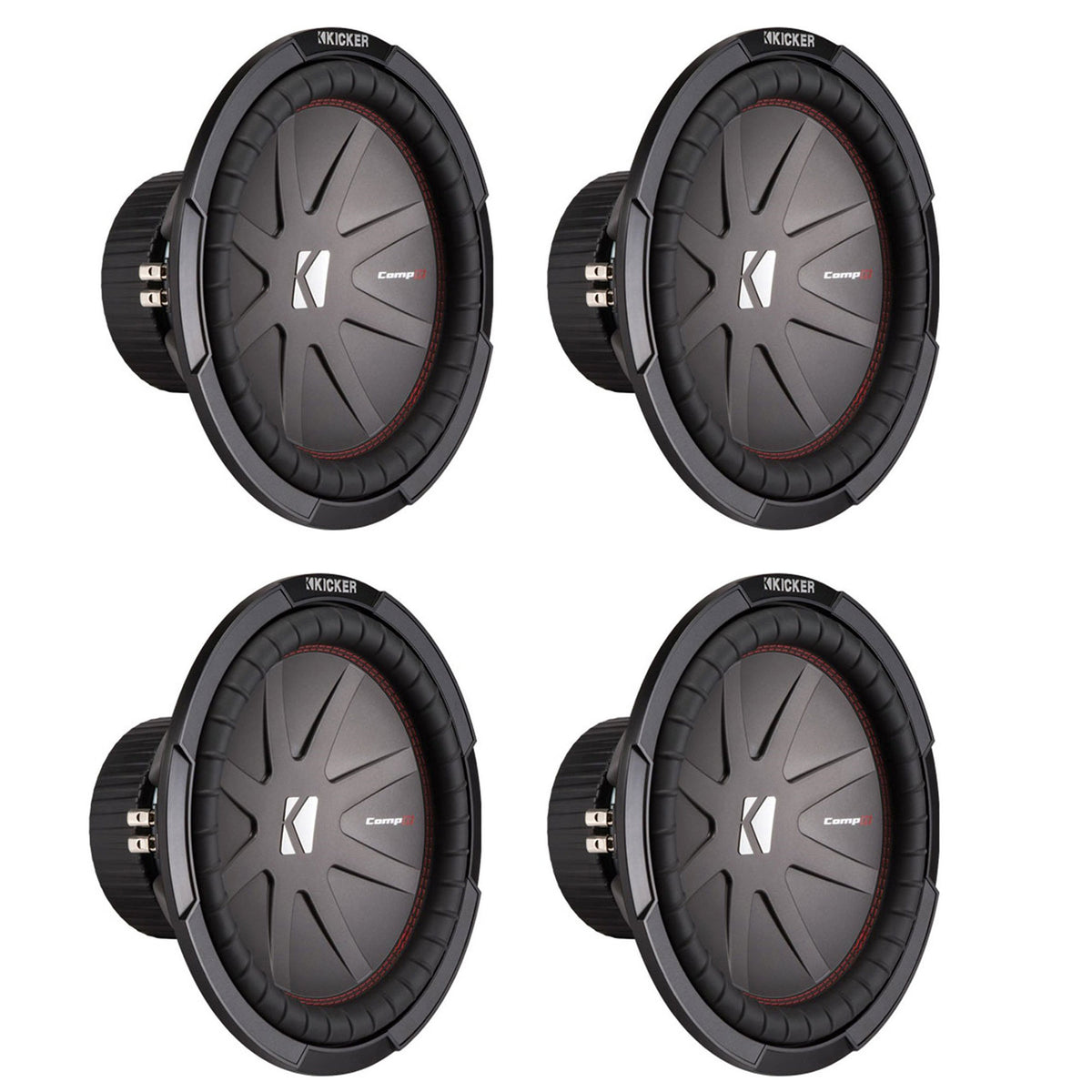 Kicker 43CWR122 12 Inch 1000W DVC 2 Ohm CompR Car Subwoofer (4 Pack)