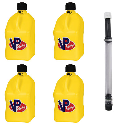 VP Racing Fuels 5.5 Gallon Utility Jugs (4 Pack) w/ 14 In Standard Hose, Yellow