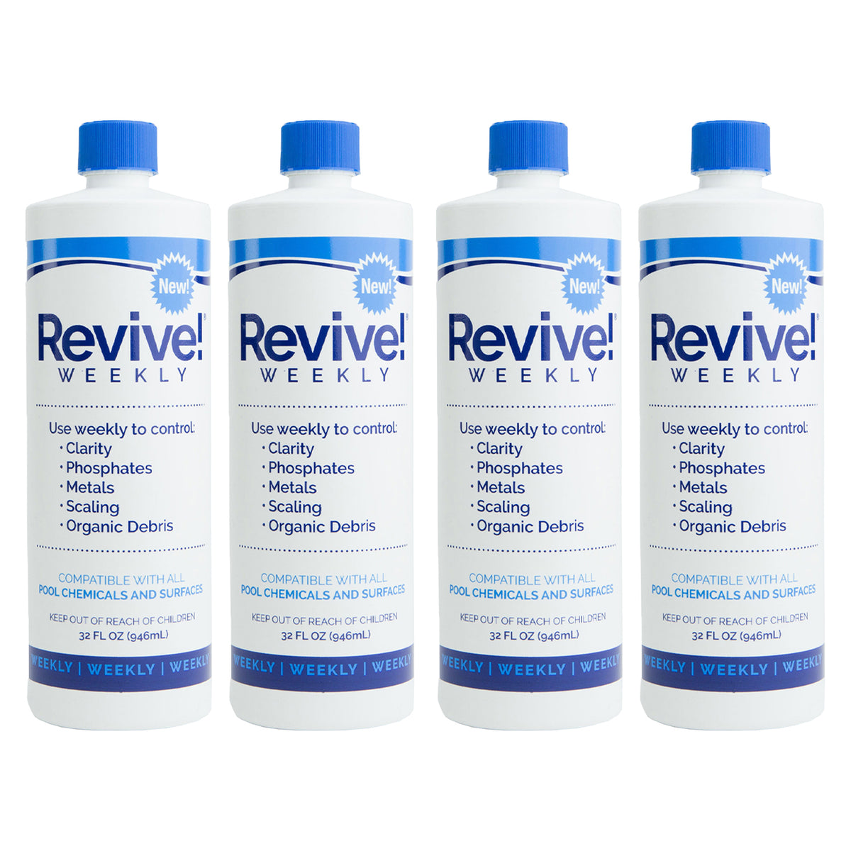 API Revive! Swimming Pool Clarifier & Water Cleaning Treatment, 32 Oz (4 Pack)