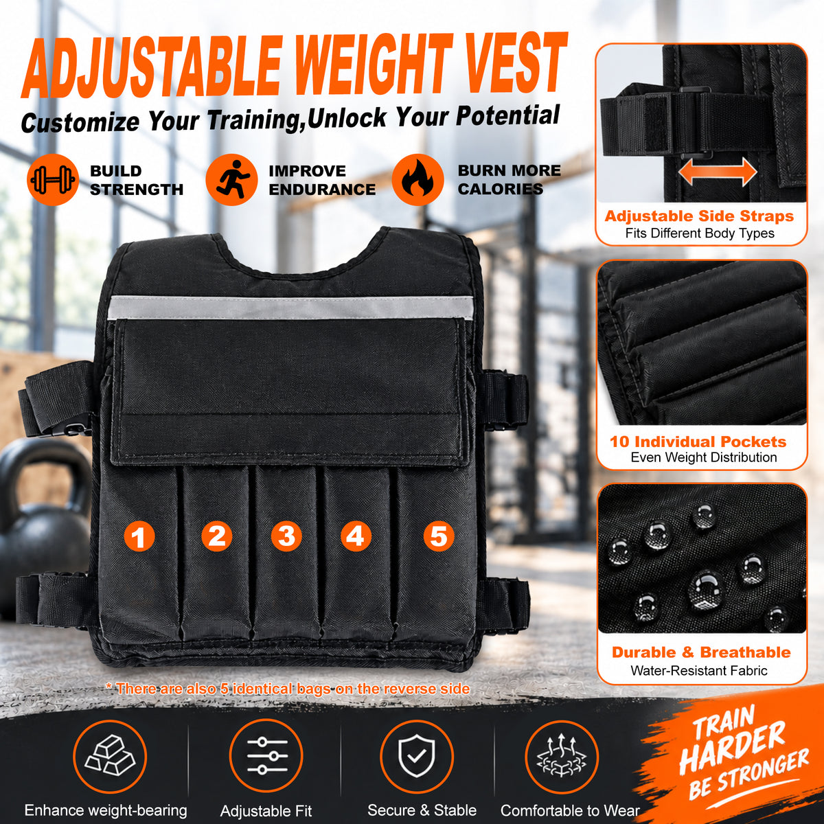 BalanceFrom 50 lb Weighted Training Vest with Quick Release and Breathable Mesh