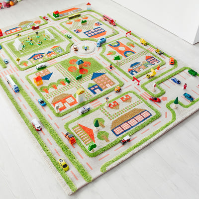 IVI 3D Play Carpet 71 x 52.5-inch Green Traffic Floor Rug Mat for Kids, Large - VMInnovations