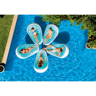Intex Petal Floating Lounge Chair Pool Float Cupholder, Blue & White (Open Box) - VMInnovations