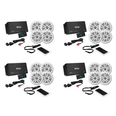 Boss Audio ASK904B.64 Marine Audio Amplifier, Speakers, USB Cable, & Phone Pouch (4 Pack) - VMInnovations