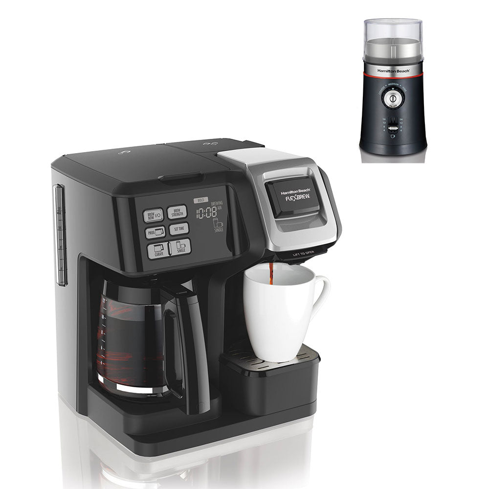 Hamilton Beach FlexBrew Pot Coffee Maker w/ Electric Coffee Bean Grinder