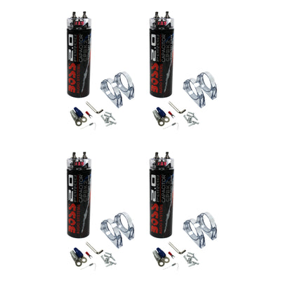 Boss Audio 2 Farad 20V Digital Voltage Car Audio Power Capacitor, LED (4 Pack)