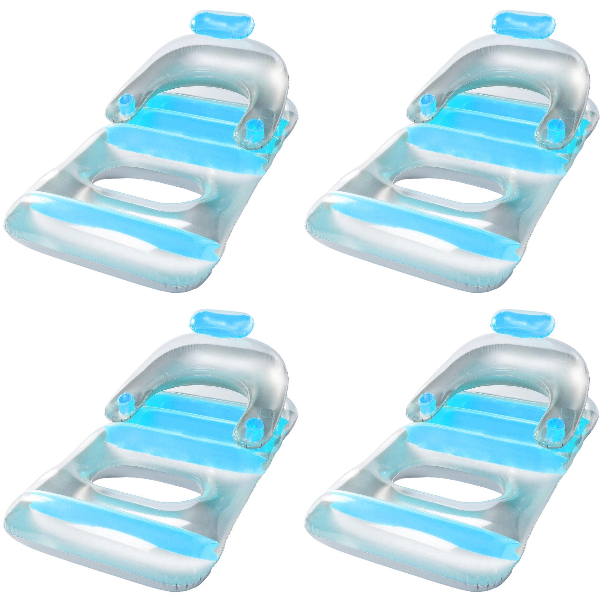 Swimline Swimming Pool Inflatable Floating Lounge Chair with Cupholders (4 Pack)