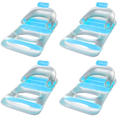 Swimline Swimming Pool Inflatable Floating Lounge Chair with Cupholders (4 Pack)