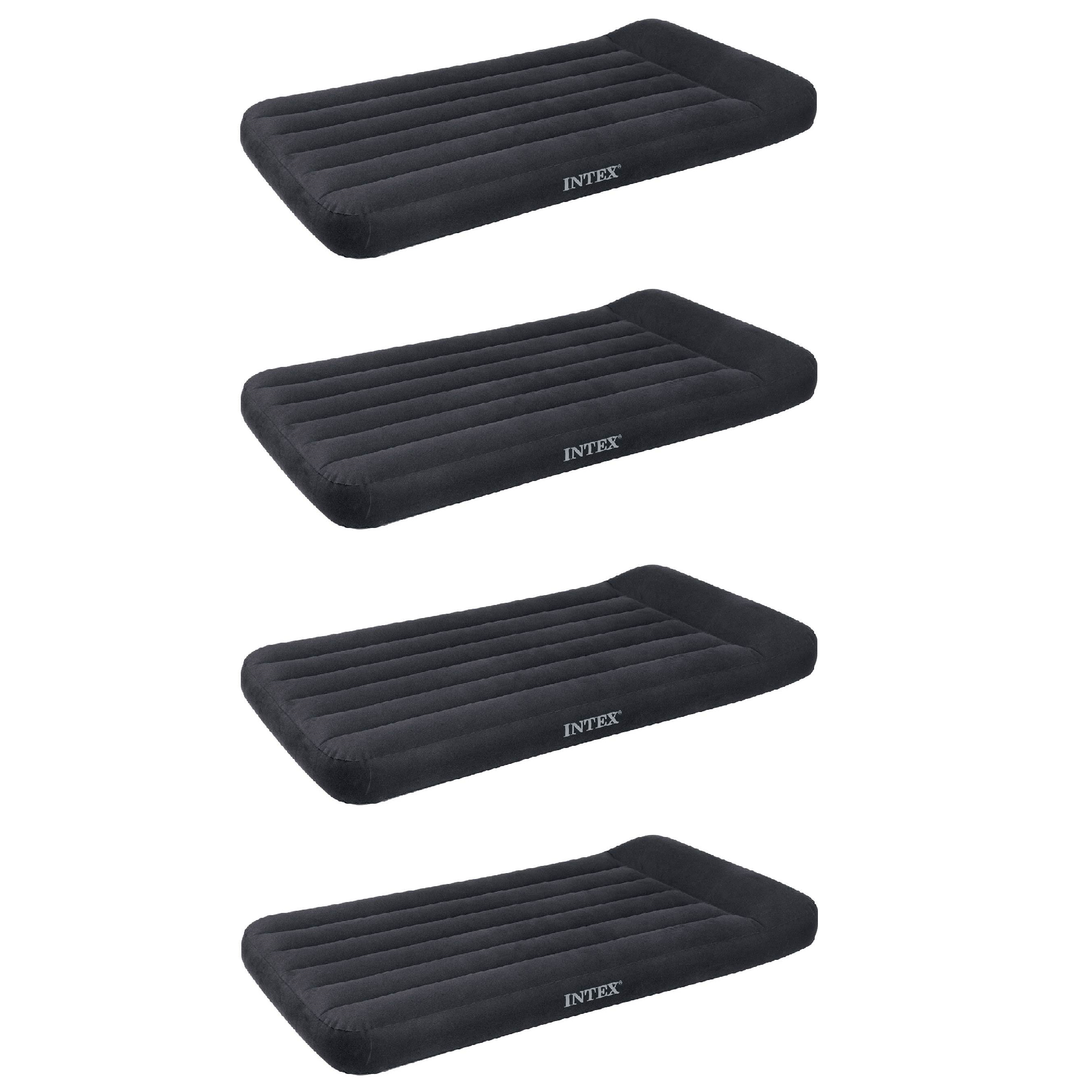 Intex Pillow Rest Classic Blue Standard Airbed w/ Built In Pump, Twin (4 Pack)
