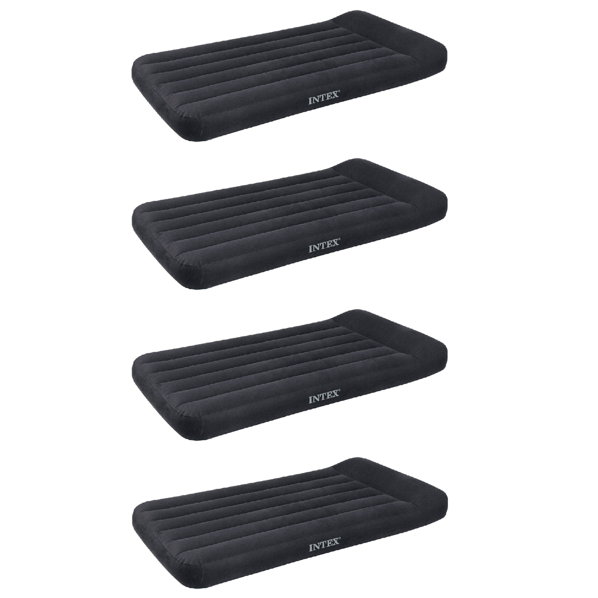 Intex Pillow Rest Classic Blue Standard Airbed w/ Built In Pump, Twin (4 Pack)