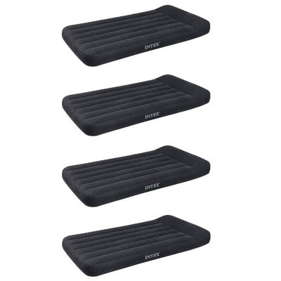 Intex Pillow Rest Classic Blue Standard Airbed w/ Built In Pump, Twin (4 Pack)