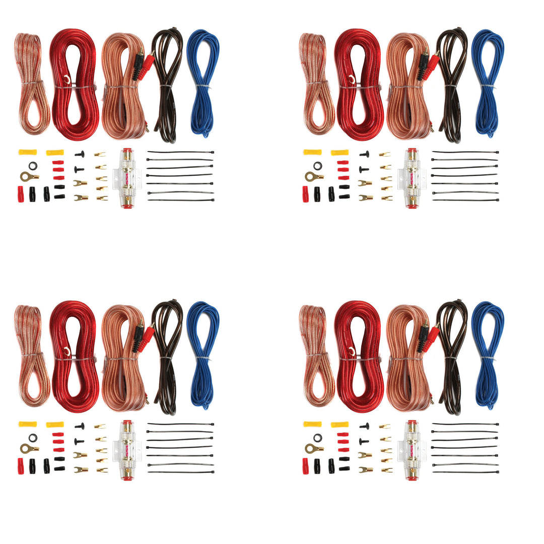 Soundstorm 8 Gauge Car Amplifier Complete Kit Wiring Installation (4 Pack)