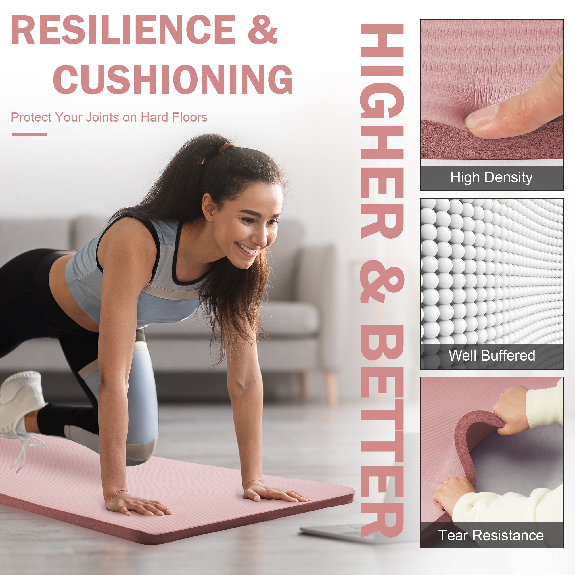 BalanceFrom Yoga Mat, 1-Inch Extra Thick Exercise Pilates Workout Mat (Open Box)