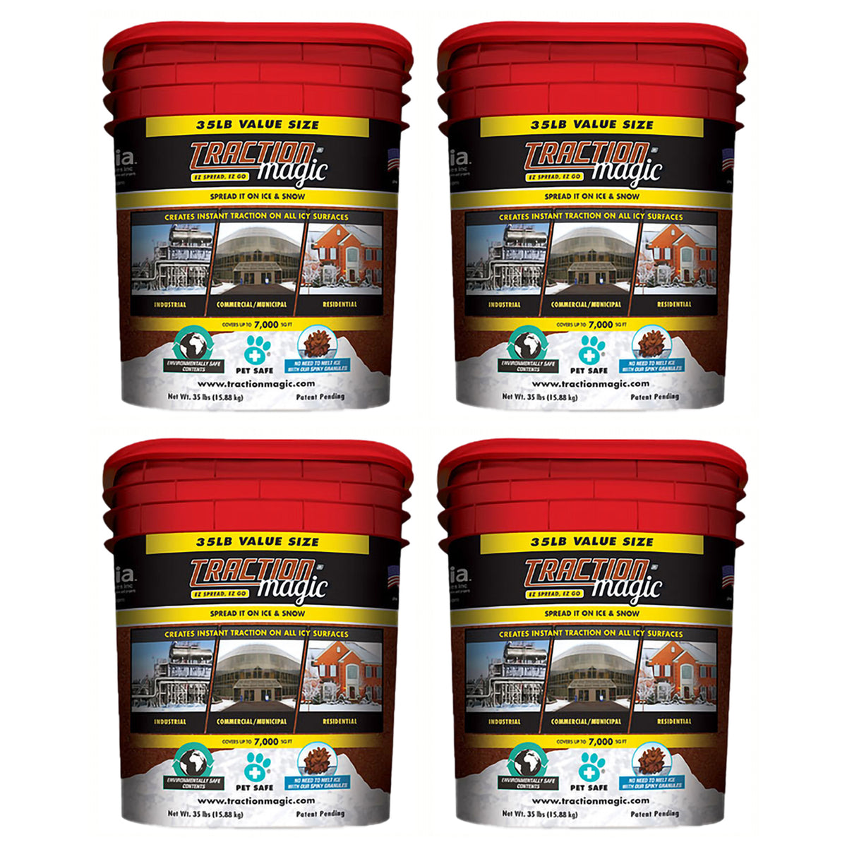 Traction Magic Quick Application All Natural Ice and Snow Melter, 35 Lb (4 Pack)