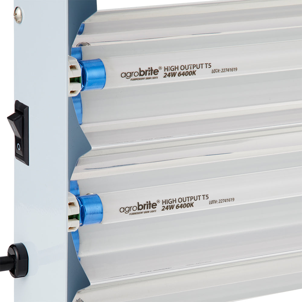 AgroBrite FLT46 6-Tube Hydroponic 4' 324W Grow Light Fixture with Bulbs, White - VMInnovations