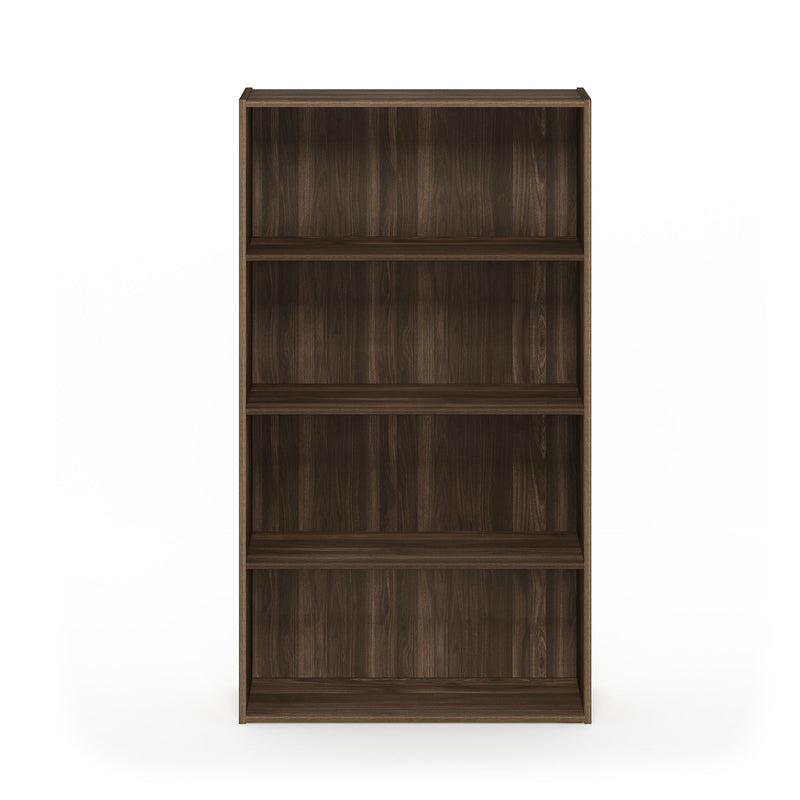 Furinno Pasir 4 Tier Open Storage Bookshelf Wood Bookcase Shelf, Columbia Walnut
