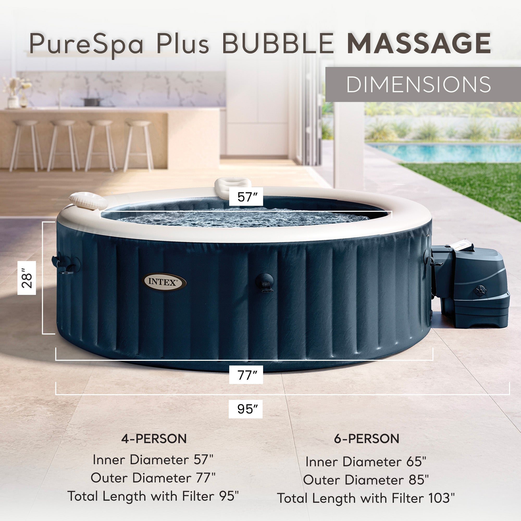 INTEX PureSpa Plus Inflatable Bubble Jet Hot Tub & Replacement Filters (8 Pack)