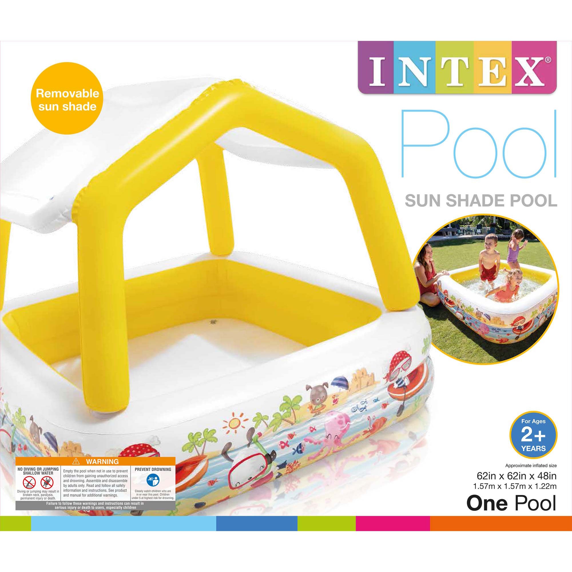 Intex Inflatable Ocean Scene Sun Shade Kids Swimming Pool With Canopy (Used) - VMInnovations