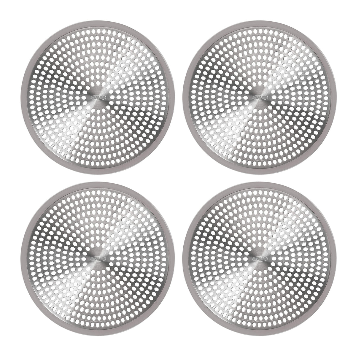OXO Stainless Steel and Silicone Shower Stall Drain Protector, Silver (4 Pack)