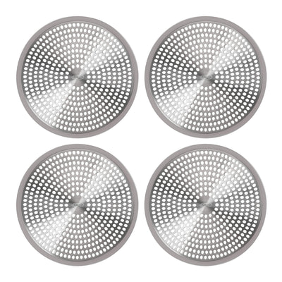 OXO Stainless Steel and Silicone Shower Stall Drain Protector, Silver (4 Pack)
