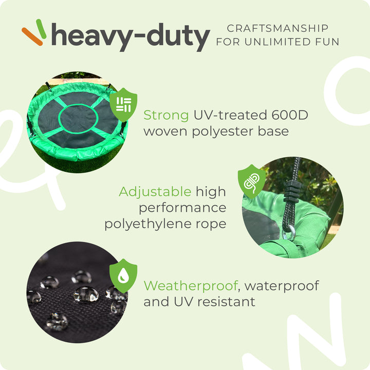 gobaplay Platform Tree Swing with Adjustable Polyethylene Rope, Green (Open Box) - VMInnovations