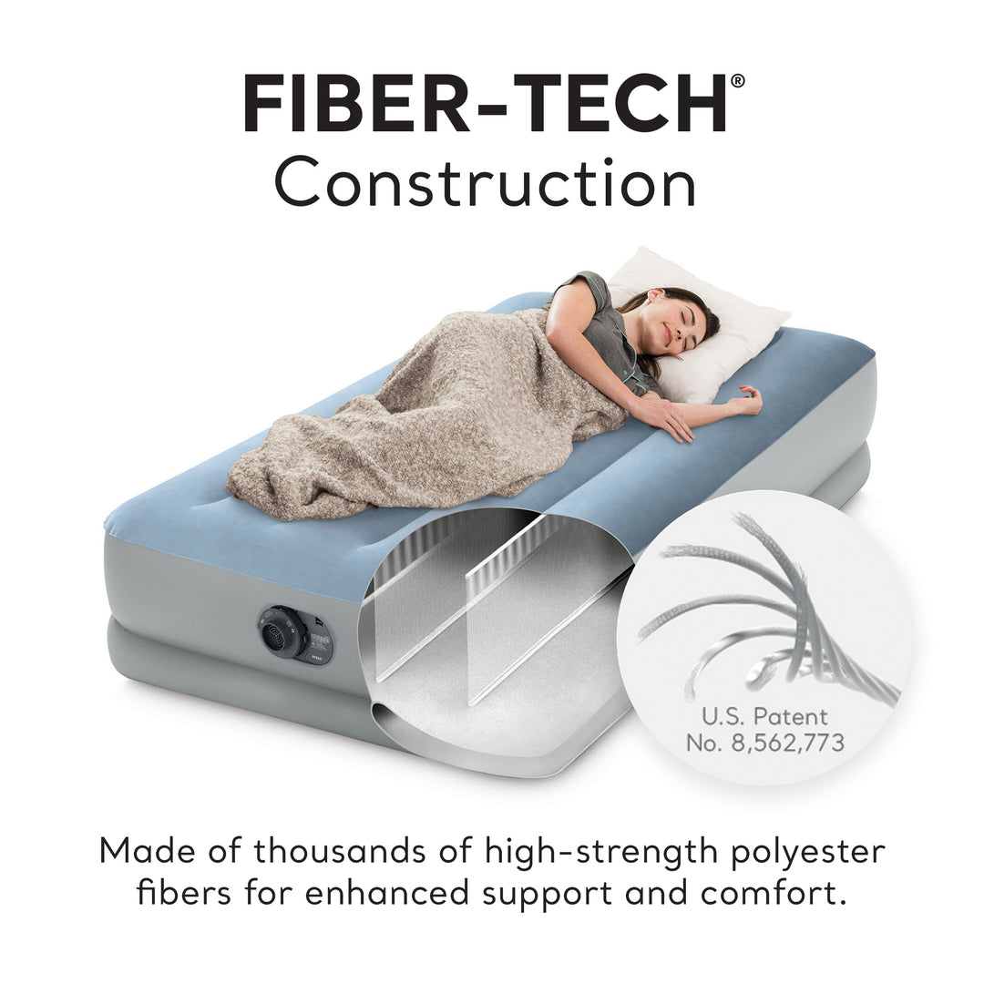 Intex Dura Beam Plus Mid-Rise Comfort 14" Twin Air Mattress with Built-In Pump - VMInnovations