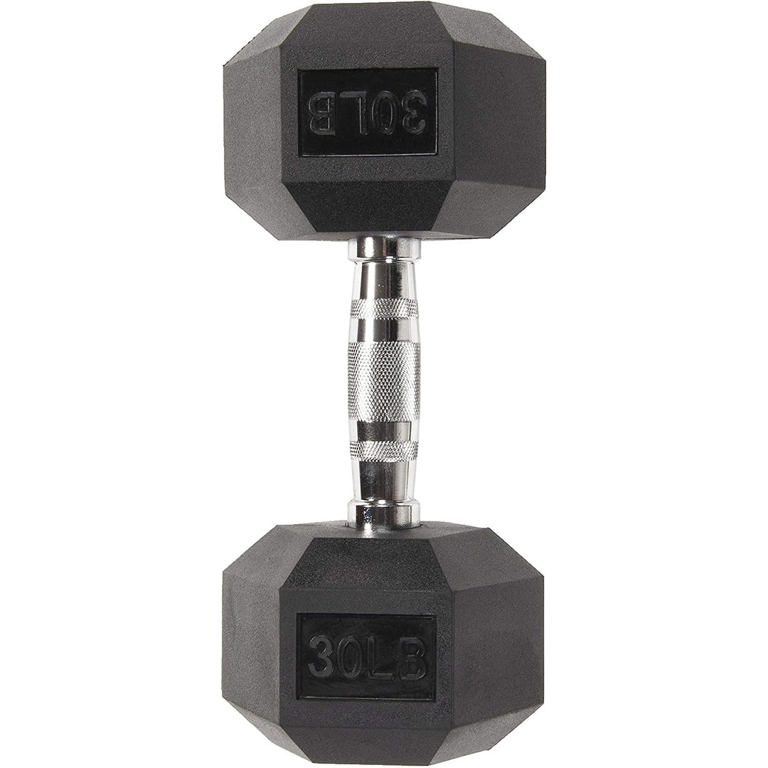 Sporzon Single Rubber Encased Hexagon Handheld Free Weight Dumbbell, 30lbs(Used) - VMInnovations
