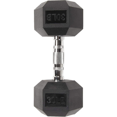 Sporzon Single Rubber Encased Hexagon Handheld Free Weight Dumbbell, 30lbs(Used) - VMInnovations