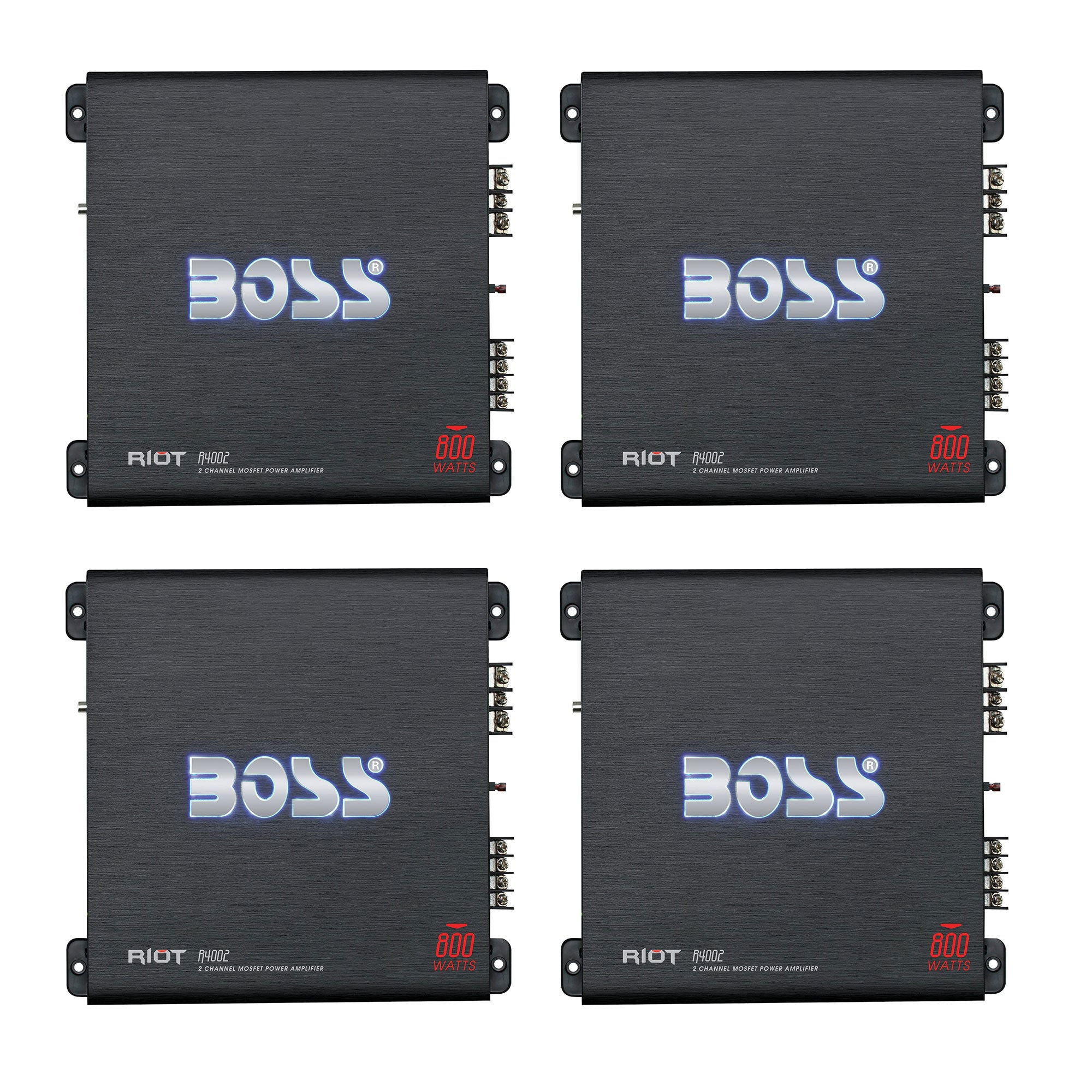 BOSS Audio Systems R4002 800W 2-Channel Power Car Audio Amp and Remote (4 Pack)