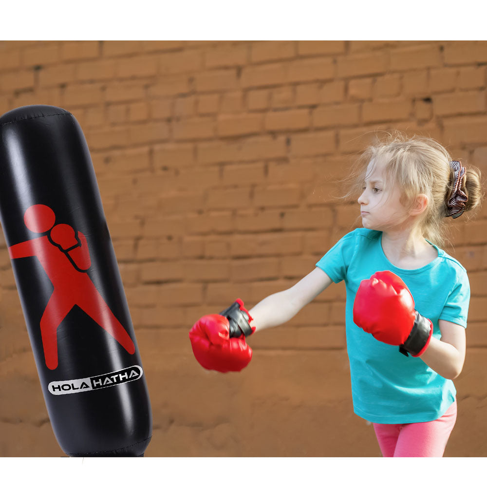 HolaHatha Inflatable Kids Punching Bag Home Boxing Equipment w/ Heavy Bag Stand