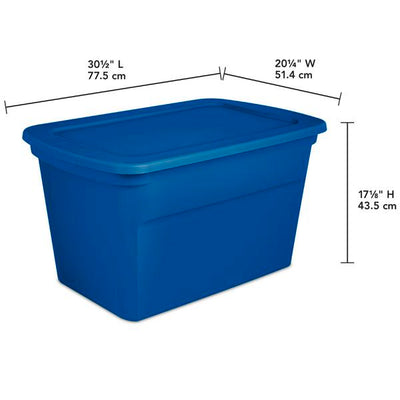 Sterilite 30 Gallon Plastic Stackable Storage Tote Container Box, Blue (6 Pack)