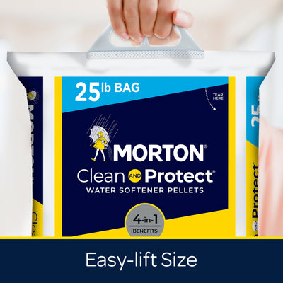 Morton F124990000G Clean and Protect Water Softener Salt Pellets, 25 lb Bag