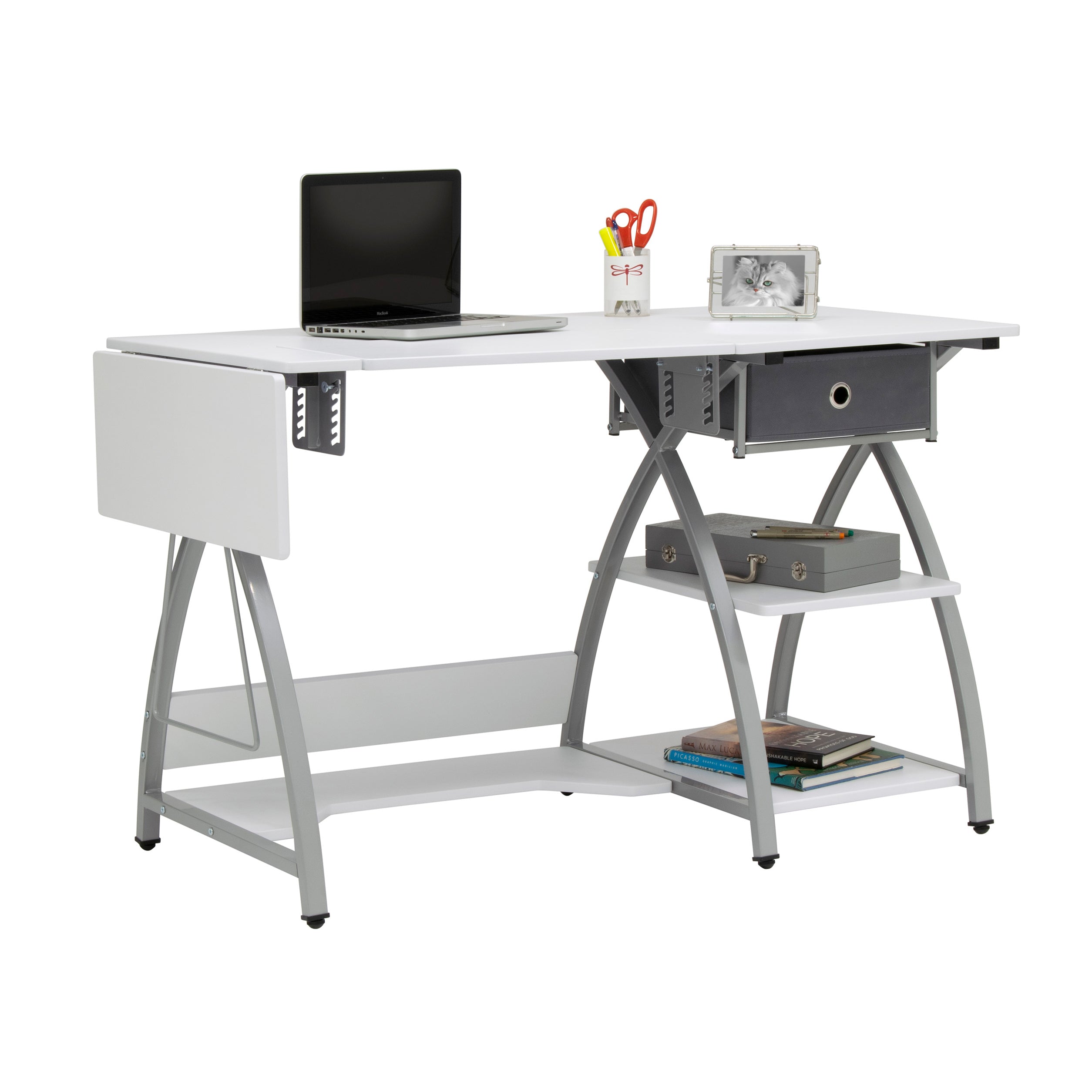 Sew Ready Venus Sewing Machine Craft Table Computer Desk, Silver (Open Box)