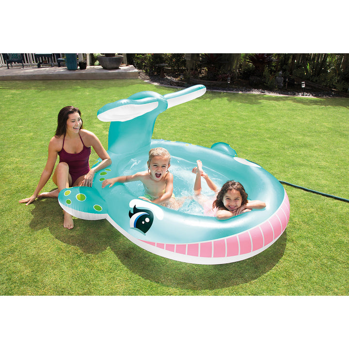 Intex 57440EP 79" x 77" x 36" Inflatable Whale Spray Kiddie Pool for Kids 2+ - VMInnovations