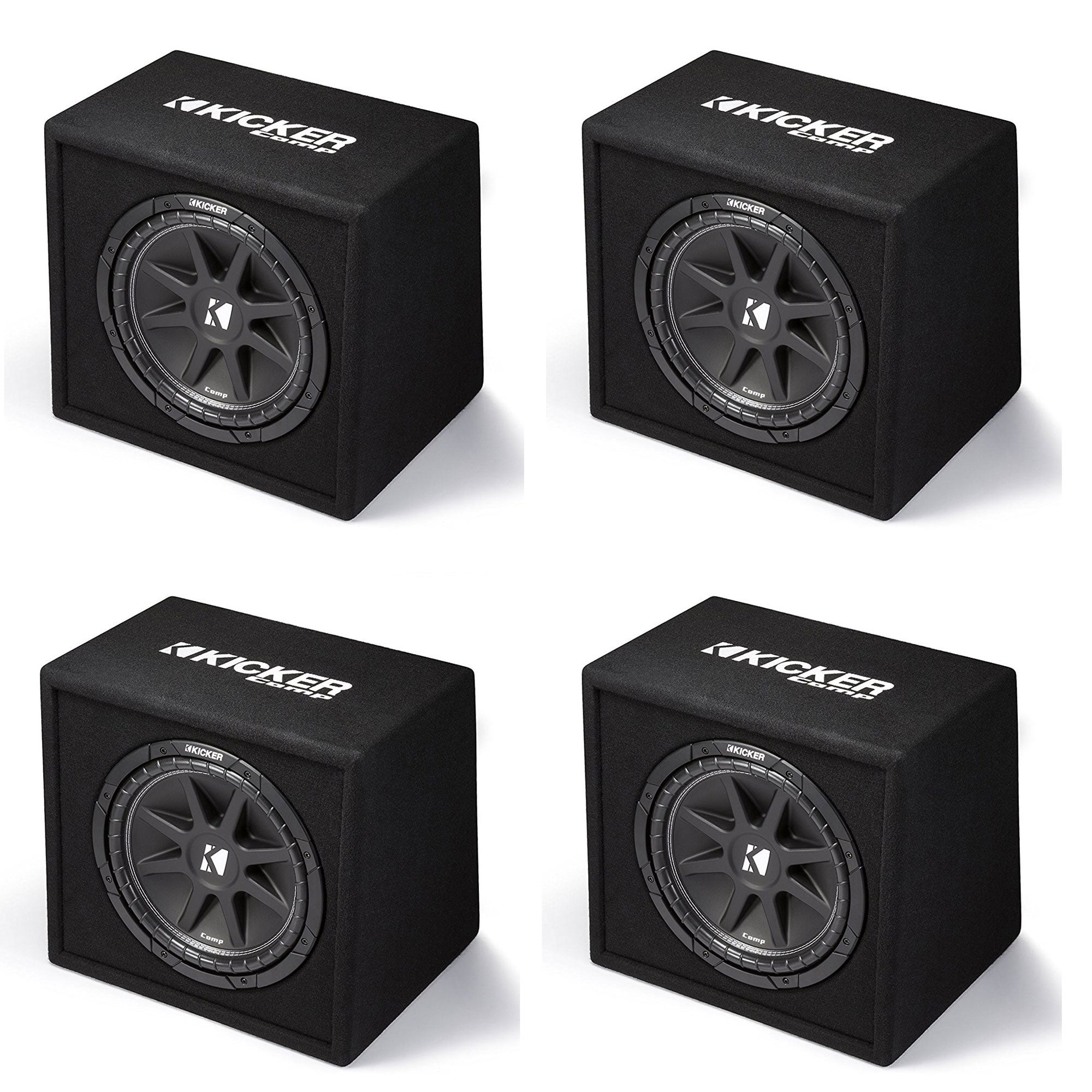 Kicker 43VC124 Comp 12" 300W 4 Ohm Vented Loaded Subwoofer Enclosure (4 Pack) - VMInnovations