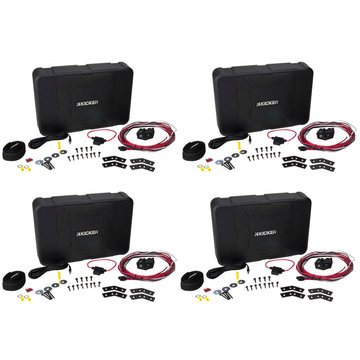 KICKER 11HS8 8" 150W Hideaway Car Audio Powered Subwoofer Sub Enclosure (4 Pack)