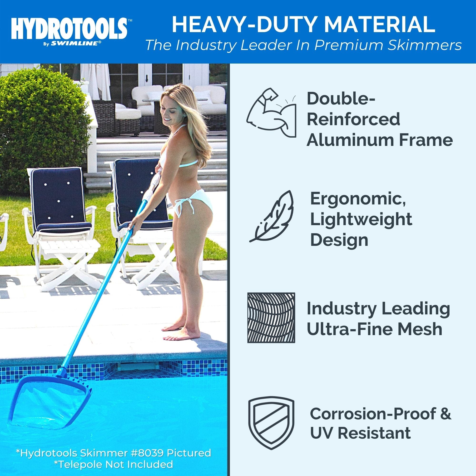 Swimline Hydrotools 8028 Premium Aluminum Standard Pool Leaf Skimmer (Open Box)