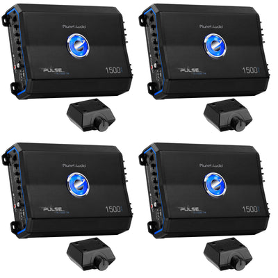 Planet Audio PL1500.1M Pulse 1500W Mono Class AB Amplifier w/ Remote (4 Pack)