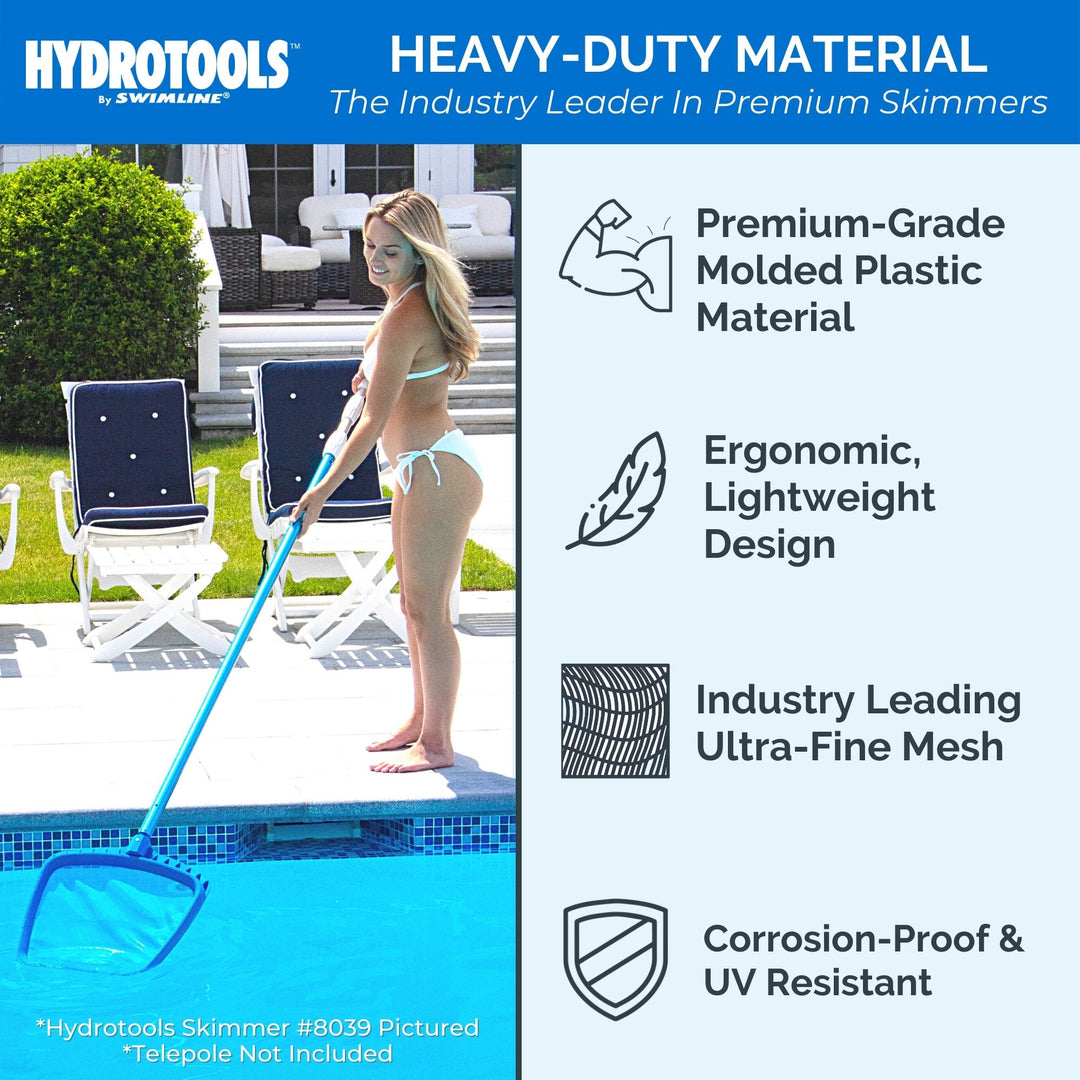 Swimline HydroTools Professional Leaf Skimmer Mesh Net for Swimming Pools, Blue - VMInnovations