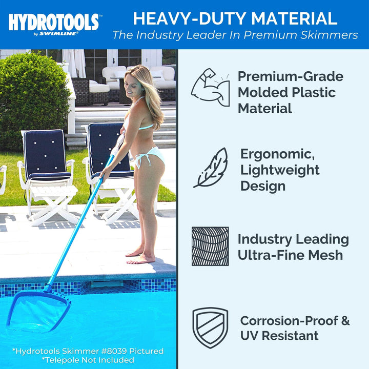 Swimline HydroTools Professional Leaf Skimmer Mesh Net for Swimming Pools, Blue - VMInnovations