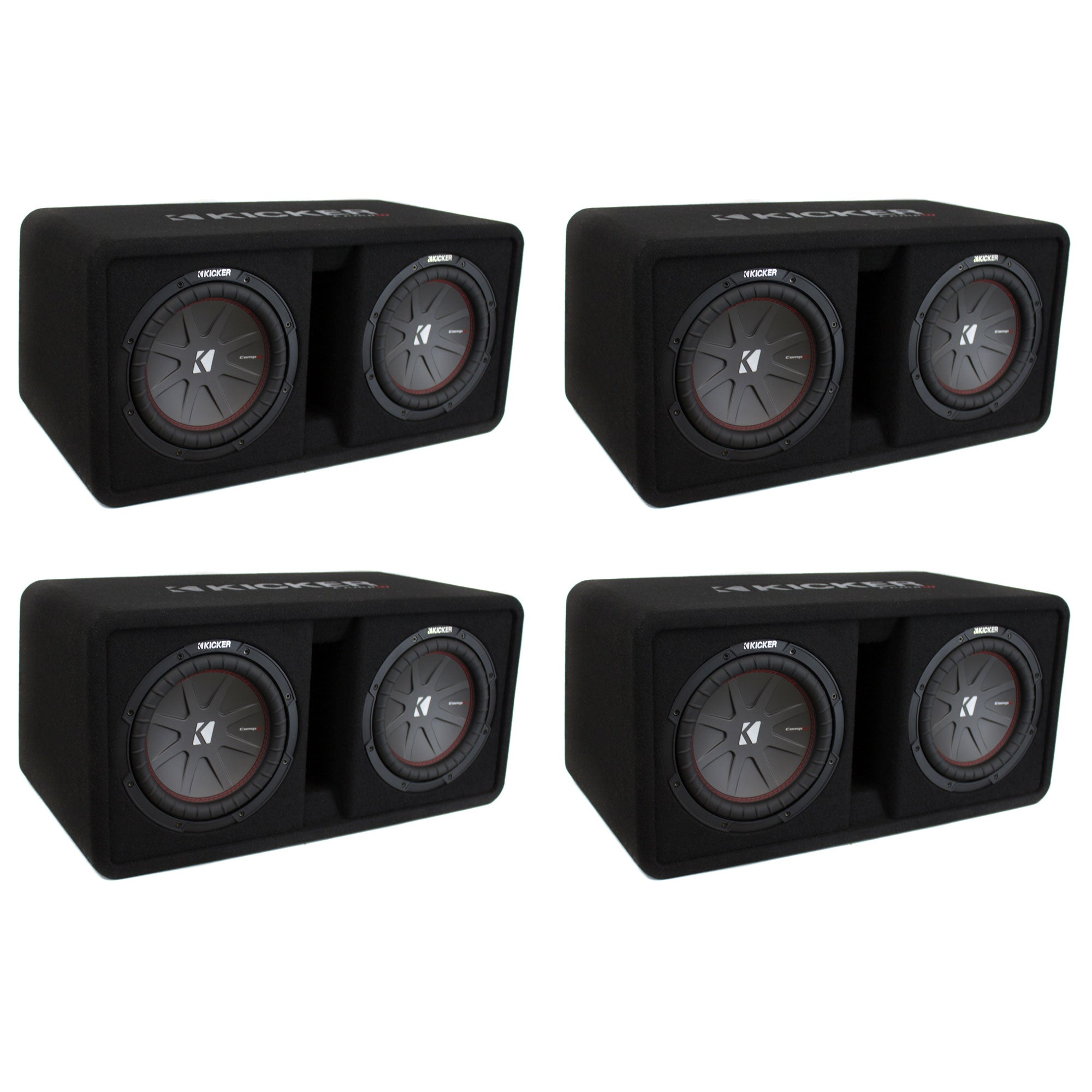 Kicker 10" 1600W 2-Ohm Vented Dual Loaded Car Enclosure Subwoofers (4 Pack)