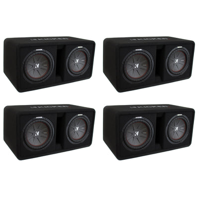 Kicker 10" 1600W 2-Ohm Vented Dual Loaded Car Enclosure Subwoofers (4 Pack)