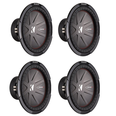Kicker 43CWR122 12 Inch 1000W DVC 2 Ohm CompR Car Subwoofer (4 Pack)