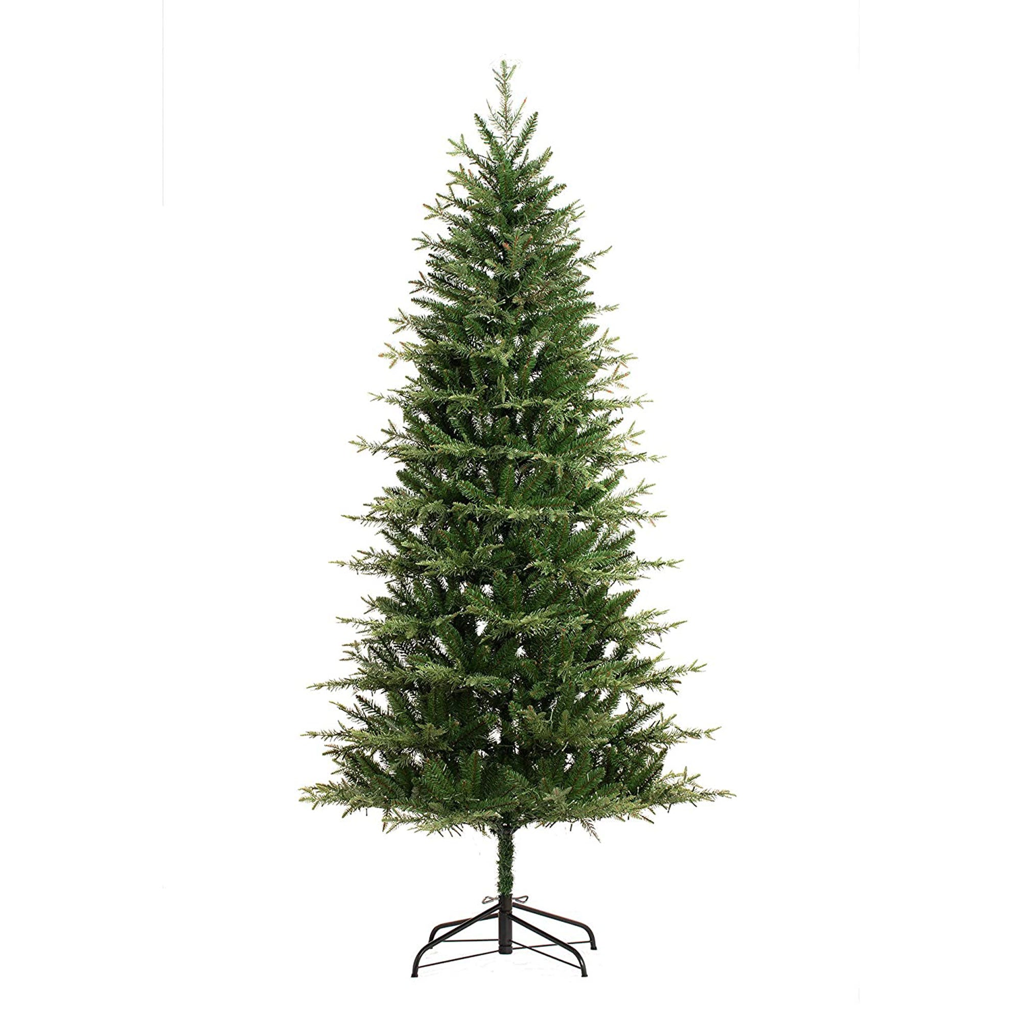 Haute Decor 7 Foot Pre Lit Asheville Slim Christmas Tree with White LED Lights (Refurbished)