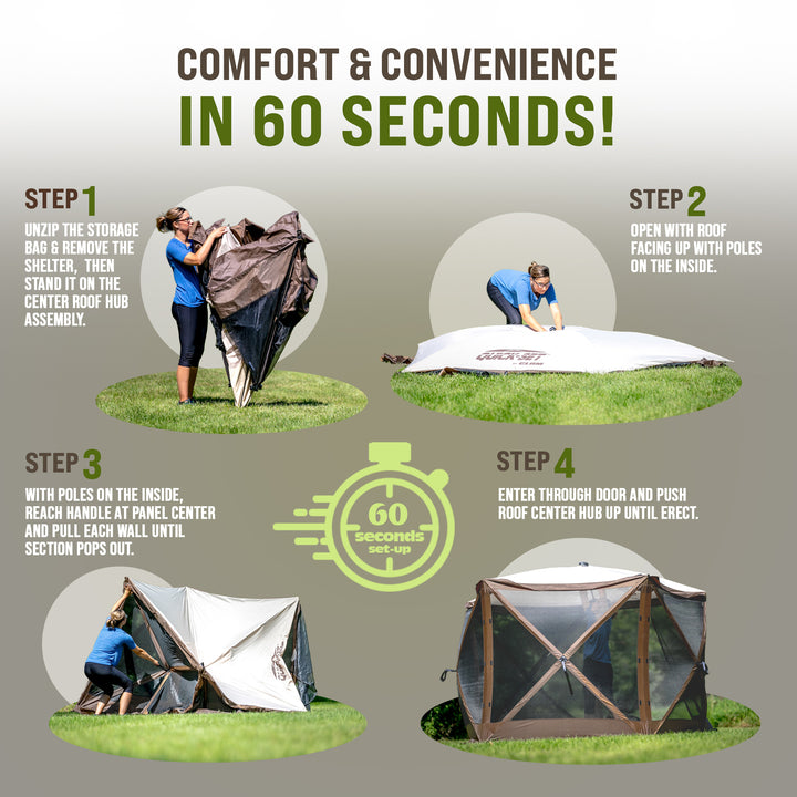 Clam Quick-Set Pavilion 12.5 x 12.5 Foot Portable Canopy Shelter, Green (Used) - VMInnovations