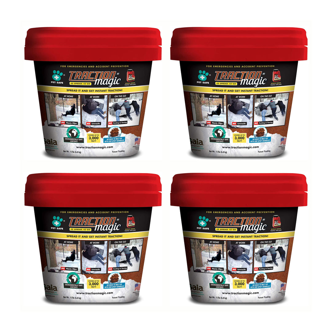 Traction Magic Quick Application All Natural Ice and Snow Melter, 15 Lb (4 Pack) - VMInnovations